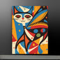 Colorful Abstract Cat - Vibrant Modern Art on Canvas | Playful Feline Wall Decor - luxlabellabs.com