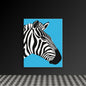 Bold Zebra Profile - Black & White Art on Vibrant Blue Canvas | Modern Wildlife Wall Art | Custom Sizes