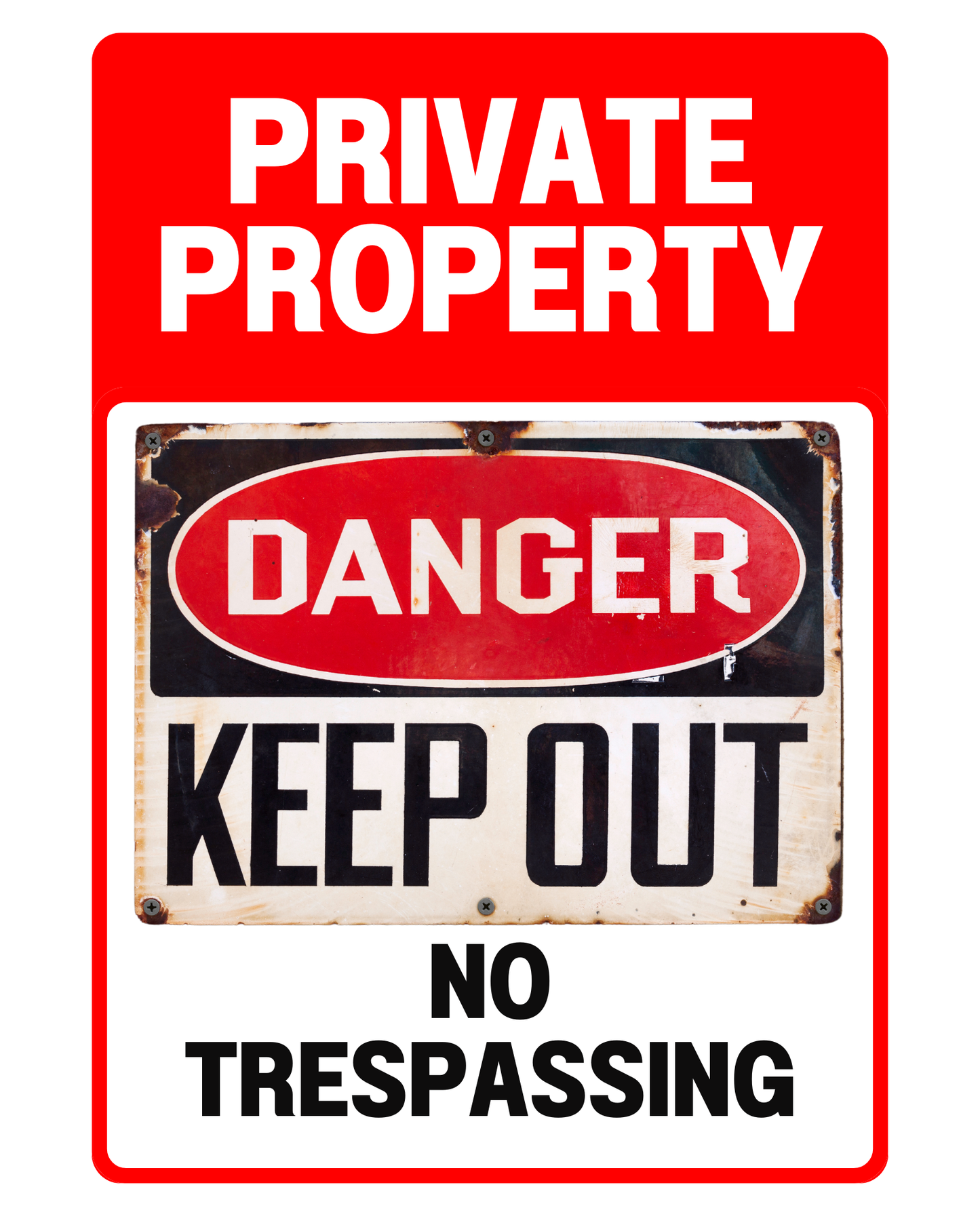 Private Property Sign - Danger Keep Out | No Trespassing Warning | Heavy-Duty Outdoor Sign