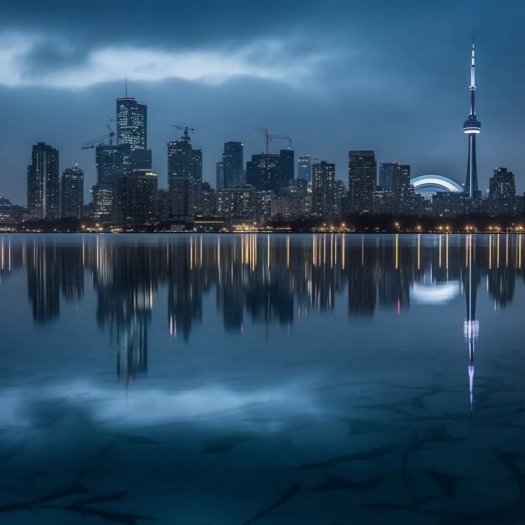 Toronto Blue Hour Cityscape: Enchanting Canvas Art - luxlabellabs.com